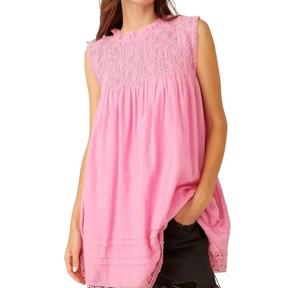 FREE PEOPLE $128 FP shea solid pink mini Dress Size XS